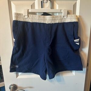 Navy Blue Athletic Shorts with White Trim